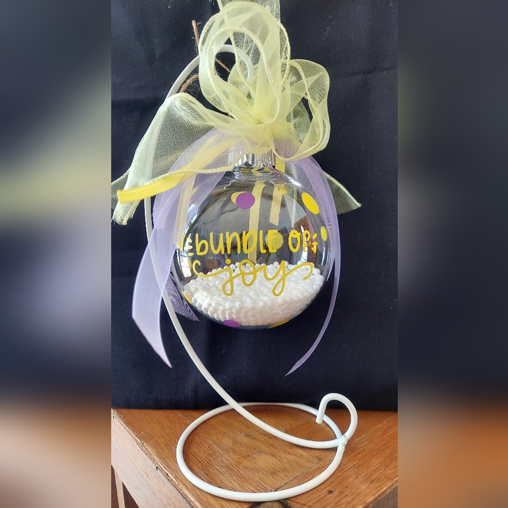 🆕 Bundle of Joy Yellow and Purple, Decorative Plastic Bulb and Stand, NEW